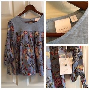 Lauren Conrad flowered three quarter sleeve top